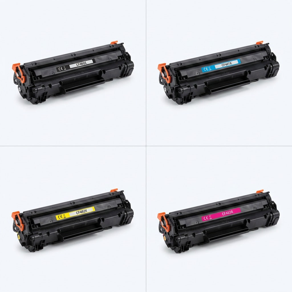 A 2x2 grid of Elevate Imaging HP 656X series toner cartridges in black, cyan, yellow, and magenta.