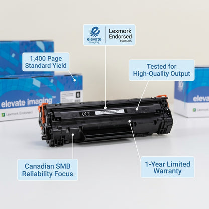 Elevate Imaging HP 202A CF500A toner cartridge with 1,400 page yield and 1-year limited warranty.