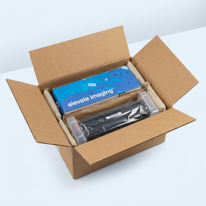 Elevate Imaging HP 410X black toner cartridge unboxed with protective packaging and retail box.